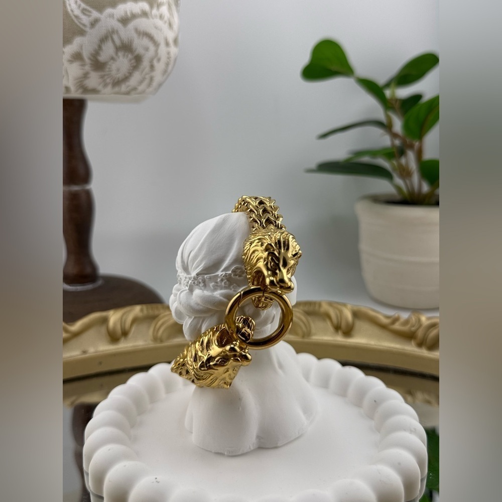 Stainless Steel Lion Head Gold  Bracelet-Unisex With the Gift Box - Picture 5 of 11